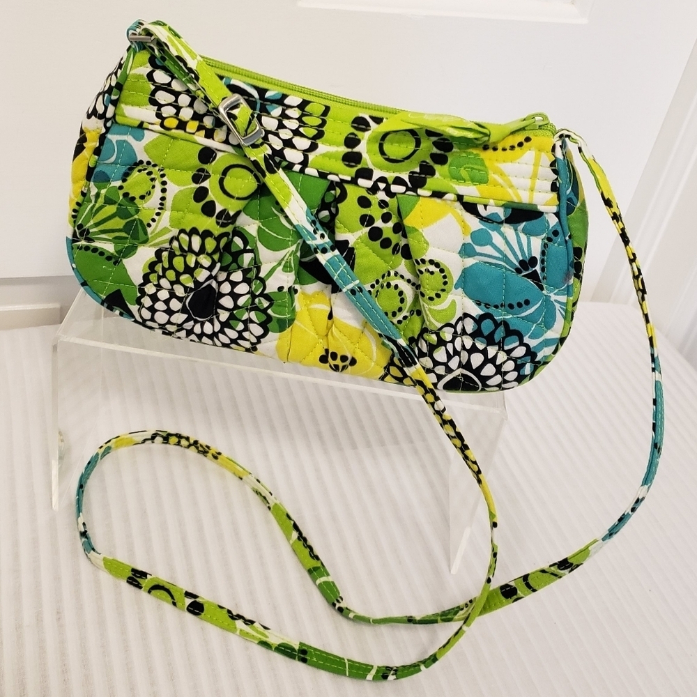 EC Vera Bradley Frannie Crossbody In Retired Pattern "LIMES UP" Zip Close Preppy